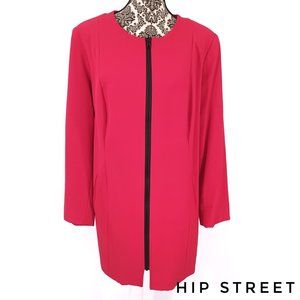 JOANNA HOPE Zip Front LS Stretch Red Coat 20